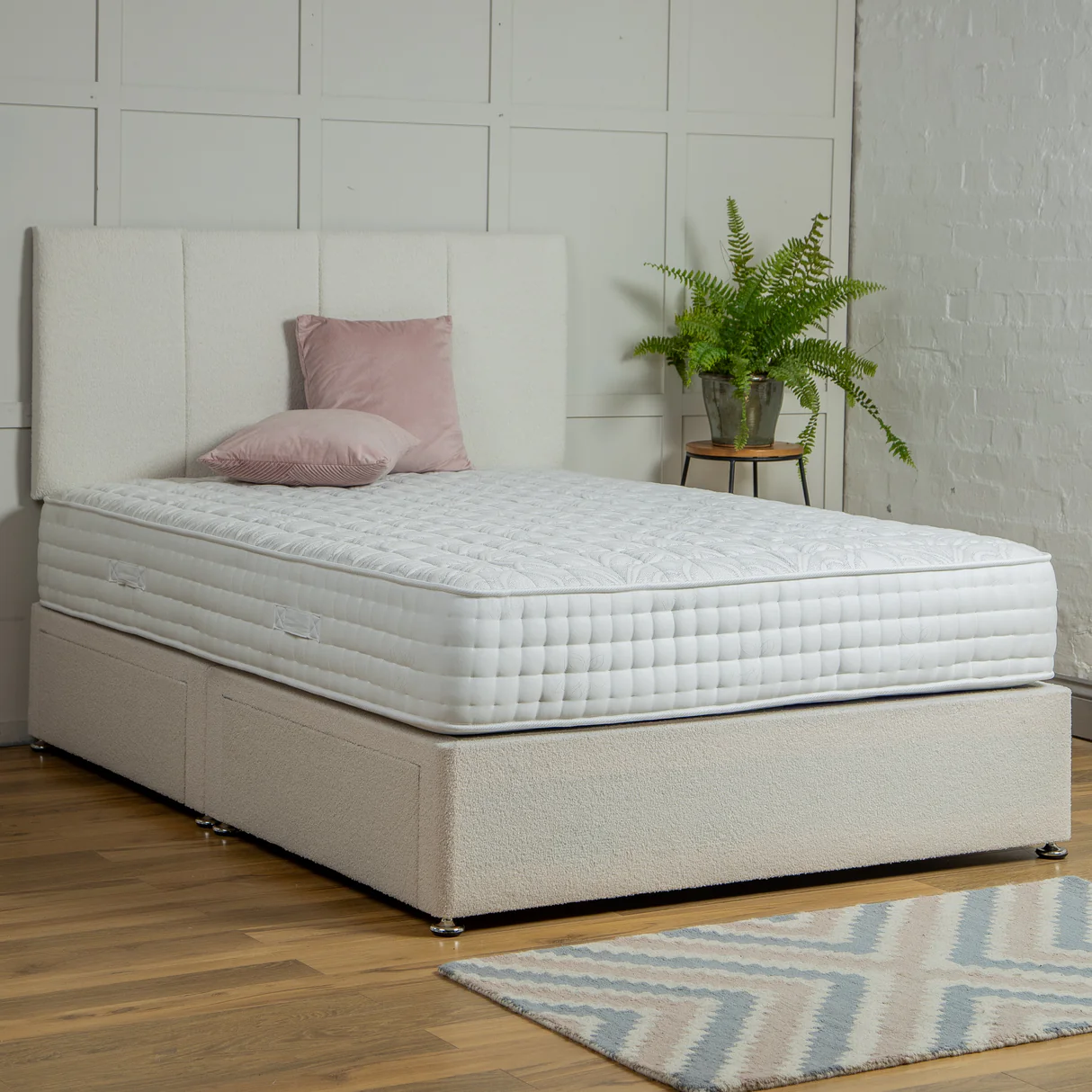 Windsor Divan Bed Set with Headboard UK - Detail view of premium divan from Newcastle Beds UK